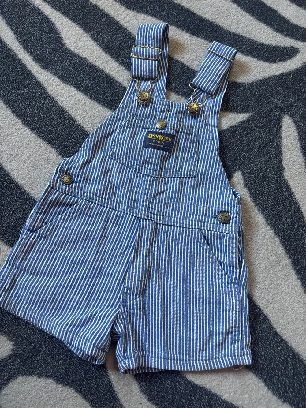 Vintage OshKosh B'gosh Blue & White Striped Shortalls